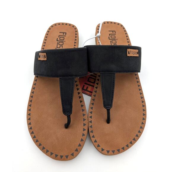 Flojos Grace Hooded Thong Sandal Slip-On Women's Black/Tan Size US7 EU38 - Picture 3 of 13
